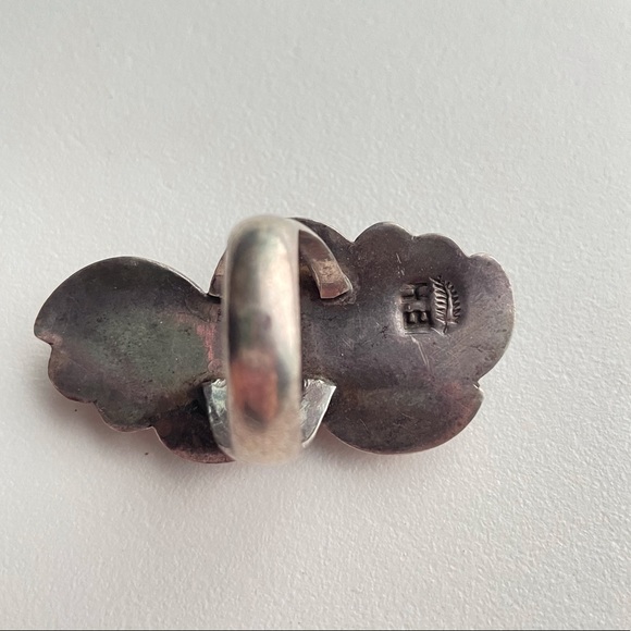 Vintage sterling silver Turquoise coral flower Navajo Ring - Picture 11 of 15